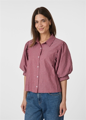 Etta soft stripe stone skjorte Dark Rose Neo Noir 
